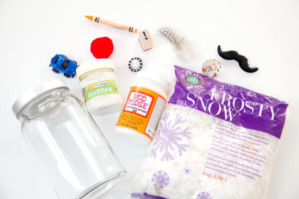 DIY Snowy Surprise Jars Supplies