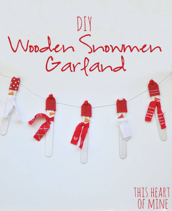 Wooden Snowmen Garland 7