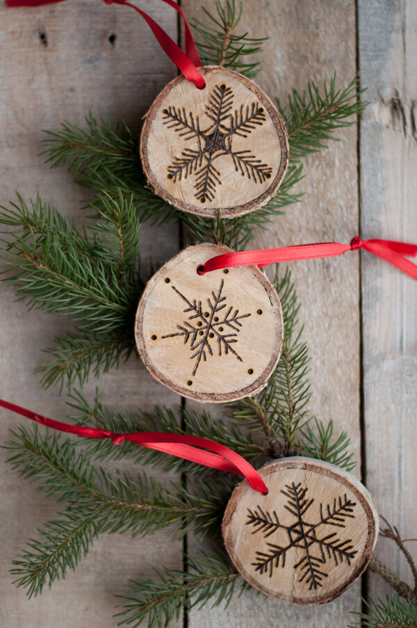 Etched Snowflake Ornaments in Birch with Design Mom • this heart of mine